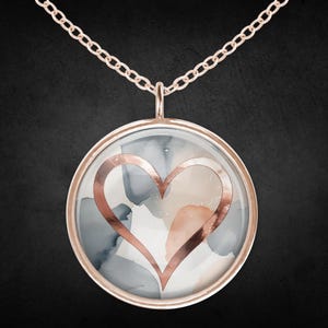 Necklace chain heart rose gold stainless steel glass birthday gift for her