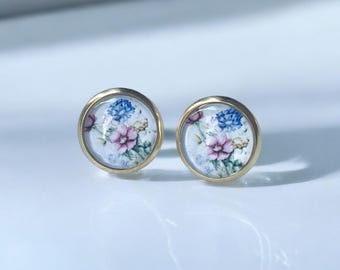 Orecchini rotondi, orecchini in oro, orecchini a fiore