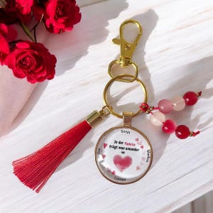 Gepersonaliseerde sleutelhanger met naam familiehart