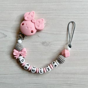 Personalized pacifier chain with name girl silicone