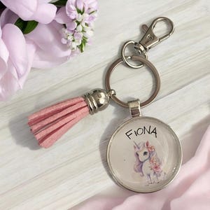 Pendentif sac à dos avec prénom personnalisé fille licorne