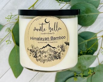 Himalayan Bamboo Candle | Scented Soy Wax Candle | 3 Wick Candle | 16oz Candle | Soy Candle | Natural Candle | HandPoured | Farmhouse Decor