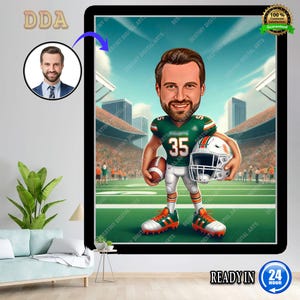 Personalized NFL Cartoon Portrait, Custom Football Caricature Drawing, Caricature, Gift for Him, Footballer, American Football, Gridiron