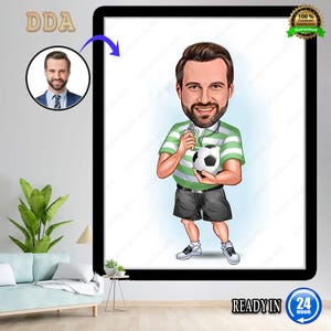 Cadeau figurine caricature entraîneur de football personnalisé, cadeaux entraîneur à partir d'une photo, cadeau entraîneur unique, cadeau pour entraîneur de football, cadeaux pour entraîneur de football
