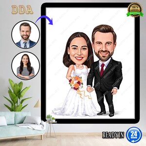 Custom Wedding Cartoon Portrait, Couple Portrait, Gift for Couple, Wedding Caricature, Wedding Portrait, Custom Caricature, Couple Cartoon.