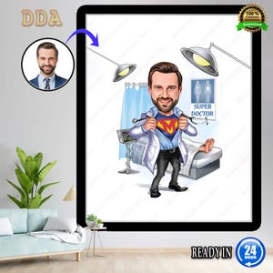 Benutzerdefinierte Super Chirurg Cartoon Portrait, Chirurg Karikatur, Geschenk für Chirurg, Chirurg Cartoon, lustiger Chirurg Geschenk, Chirurg