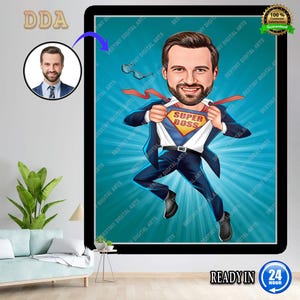 Ritratto personalizzato del super boss, caricatura personalizzata del super boss da foto, caricatura divertente del super boss, regalo per il capo