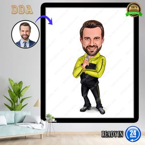 Lustiges Fußballtrainer Geschenk, Fußballtrainer Karikatur vom Foto, lustiges Rugby-Kunst, lustiges digitales Porträt des Rundschreibens, Rugby-Karikaturzeichnung