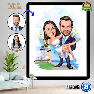 Custom Wedding Cartoon Portrait, Couple Portrait, Gift for Couple, Wedding Caricature, Wedding Portrait, Custom Caricature, Couple Cartoon.