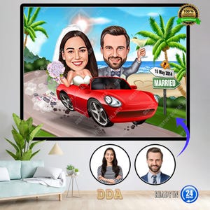 Custom Marriage Cartoon Portrait, Couple Portrait, Gift for Couple, Marriage Caricature, Marriage Portrait, Custom Caricature from Photo.