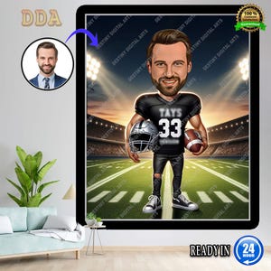 Personalized NFL Cartoon Portrait, Custom Football Caricature Drawing, Caricature, Gift for Him, Footballer, American Football, Gridiron