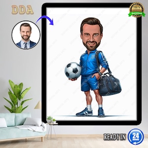 Benutzerdefinierte Fußballtrainer Karikaturfigur Geschenk, Trainergeschenke vom Foto, einzigartiges Trainergeschenk, Geschenk für Fußballtrainer, Geschenke für Fußballtrainer