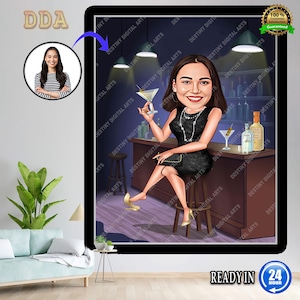 Funny Caricature for Woman , Business Woman Caricature, Big Boss Caricature, Personalized Gift, Mrs. Banker Caricature, Digital Download