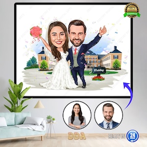 Custom Wedding Cartoon Portrait, Couple Portrait, Gift for Couple, Wedding Caricature, Wedding Portrait, Custom Caricature, Couple Cartoon.