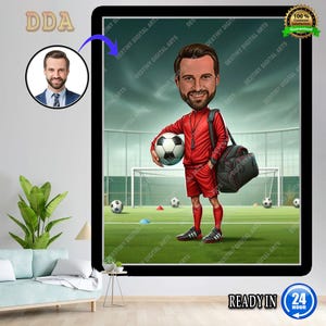 Image personnalisée de bande dessinée d'entraîneur de football, caricature humoristique d'entraîneur, dessin humoristique de caricature d'entraîneur d'après photo, cadeau humoristique d'entraîneur