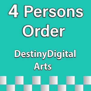 Pedido para 4 pessoas, caricaturas de foto, sua escolha de pessoa e fundo e personalização, foto personalizada para caricatura de desenho animado
