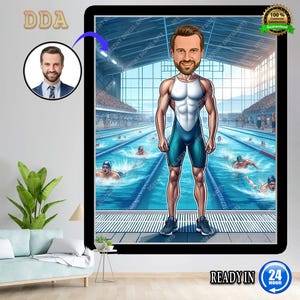 Pływak Pływanie Pływanie olimpijskie Pływanie olimpijskie Zawody Pływanie olimpijskie Portret Karykatura Projekt Urodziny Pobieranie cyfrowe