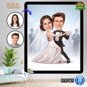 Hochzeitskarikatur für Paar, Hochzeitskarikatur, Geschenk für Paar, Hochzeitskarikatur vom Foto, Hochzeitskarikatur Portrait, Hochzeitsportrait.