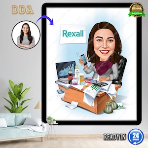 Retrato de caricatura de jefa personalizada, retrato de jefa, regalos para jefa, caricatura de jefa, caricatura divertida de jefa, arte de jefa