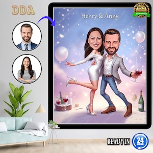 Custom Couple Cartoon Portrait, Couple Portrait, Couple Gift, Couple Caricature, Family Portrait, Custom Caricature, Anniversary Gift