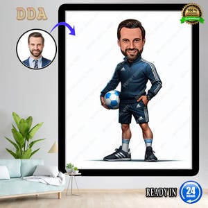 Personalized coach cartoon picture, humorous coach caricature, humorous coach caricature drawing from photo, humorous coach gift