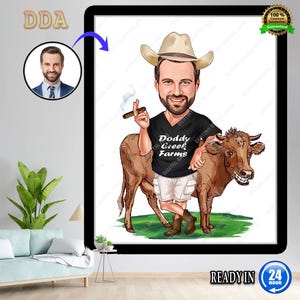 Custom Farmer Cartoon Portrait, Farmer Caricature, Farmer Gift, Farmer Cartoon, Farmer Caricature from Photo, Funny Farmer Caricature