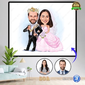 Custom Wedding Cartoon Portrait, Couple Portrait, Gift for Couple, Wedding Caricature, Wedding Portrait, Custom Caricature, Couple Cartoon.