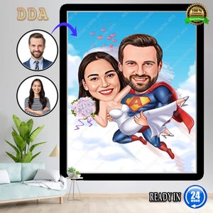 Custom Wedding Cartoon Portrait, Couple Portrait, Gift for Super Couple, Wedding Caricature, Wedding Portrait, Custom Caricature, Couple