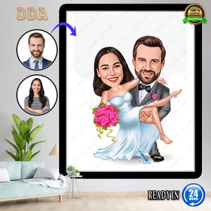 Custom Wedding Cartoon Portrait, Couple Portrait, Gift for Couple, Wedding Caricature, Wedding Portrait, Custom Caricature, Couple Cartoon.