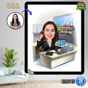Benutzerdefinierte Boss Cartoon Portrait, Boss Portrait, Geschenke für Boss, Boss Karikatur, Boss Lady Cartoon, lustige Boss Lady Karikatur, Boss Art