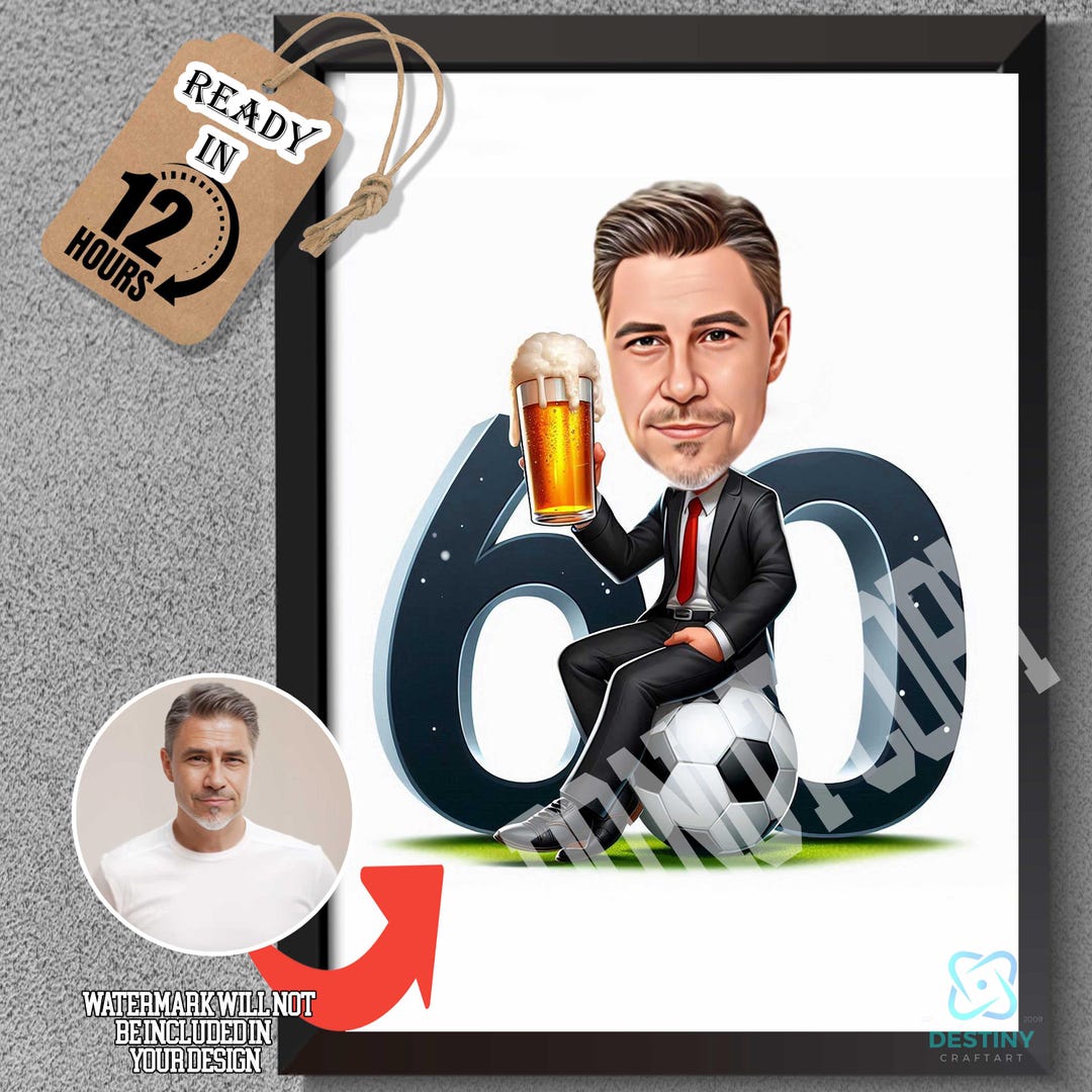 Custom Caricature: 60-year-old Man’s Birthday, Light Businessman in ...
