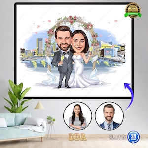 Custom Wedding Cartoon Portrait, Couple Portrait, Gift for Couple, Wedding Caricature, Wedding Portrait, Custom Caricature, Couple Cartoon.
