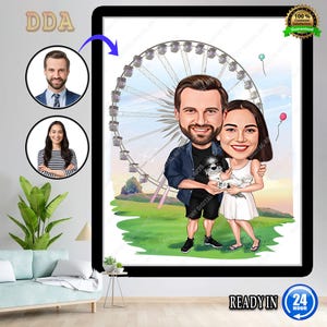 Custom Couple Cartoon Portrait, Couple Portrait, Couple Gift, Couple Caricature, Family Portrait, Custom Caricature, Anniversary Gift