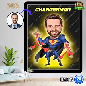 Retrato de superhéroe personalizado, retrato de superhéroe, regalo para papá, caricatura de súper papá, caricatura de superhéroe, caricatura a partir de una foto