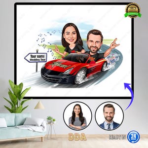 Custom Couple Cartoon Portrait, Couple Portrait, Couple Gift, Couple Caricature, Family Portrait, Custom Caricature, Anniversary Gift