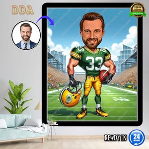 Dallas Cowboys American Football Drawing Football Player Caricature from Photo Football Cartoon Portrait Funny Football Gift.