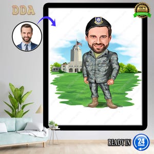 Custom Soldier Caricature - Personalized Military Portrait Gift - Unique Army Illustration for Him, Caricature gift for him
