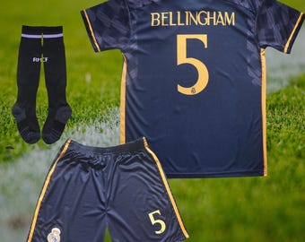 Jude Bellingham Real Madrid Away Kids Soccer Jersey Kit | 23-24 Limited Special Edition | Jersey Shorts Socks | Football Uniform Youth Sizes