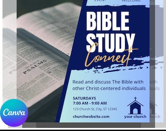 DIY Bible Study Connect Group Christian Flyer | Modern Design Template Custom Editable Religious Activity | Canva Free Worship Social Insta