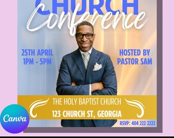 DIY Church Conference Christian Flyer | God Design Template | Custom Modern Editable Religious Flyer | Canva Free Sermon Pamphlet Instagram