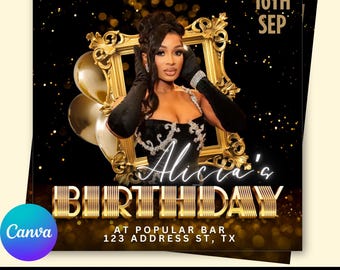 DIY Customizable Birthday Invite Flyer for Party | Modern Design Template | Custom Editable Social Media | Canva Free Instagram Invitation