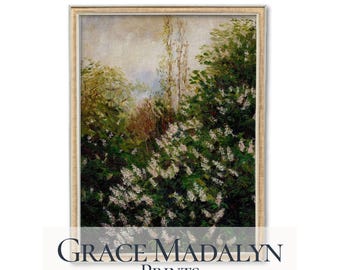 White Lilac Floral Print: Vintage Impressionist Garden Art (Digital Download)