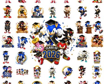 Sonic Graduation 160+ PNG Clipart – Cute Hedgehog Cartoon Artwork, Class of 2026 Graduation Character PNG.