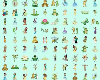 Mais de 100 imagens PNG de A Princesa e o Sapo, SVG de A Princesa e o Sapo, imagens da Tiana, PNGs da Princesa, Pacote PNG da Tiana, Tiana, pacote de imagens digitais em papel.