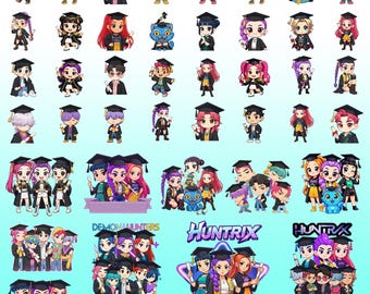 Kpop Demon Hunter Graduation PNG Bundle, Chibi Kpop Png ,Class of 2026 Grad Clipart, Cute Kpop PNG Digital Download, Sublimation png