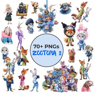 4000ピクセル 70+ PNG ズートピア 2 水彩クリップアート バンドル、ズートピア 2 PNG 漫画動物クリップアート キット、ズートピア ズーマニア ズートピア 2 PNG クリップアート