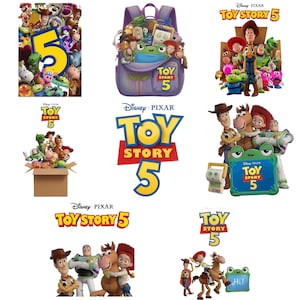 Puede incluir: Una colecci&oacute;n de gr&aacute;ficos promocionales de Disney Pixar Toy Story 5 con Woody, Buzz Lightyear, Jessie, Bullseye y otros personajes. Las im&aacute;genes incluyen una mochila morada, una caja de cart&oacute;n y el logotipo oficial de la pel&iacute;cula Toy Story 5.