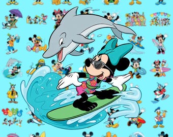 Mickey Minnie Summer PNG Bundle, Disney Summer Vacation Clipart, Beach Party PNG, Disney Cruise Family Trip Sublimation