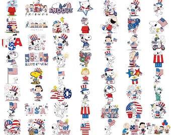 70 Snoopy 4th of July Clipart PNG, Patriotic Peanuts Digital Download, Charlie Brown Independence Day Graphics, Red White Blue Snoopy