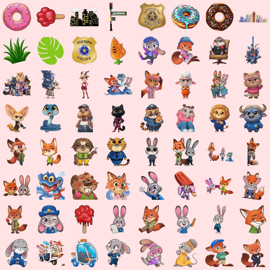 60+ Zootopia 2 Chibi Animal Bundle Judy Hopps Nick Wilde Flash Sloth ...